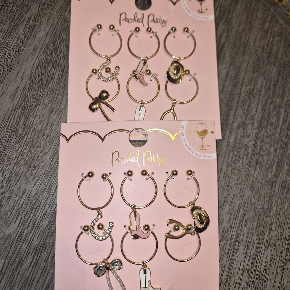 Packed Party Gold Wine Glass Charms Set